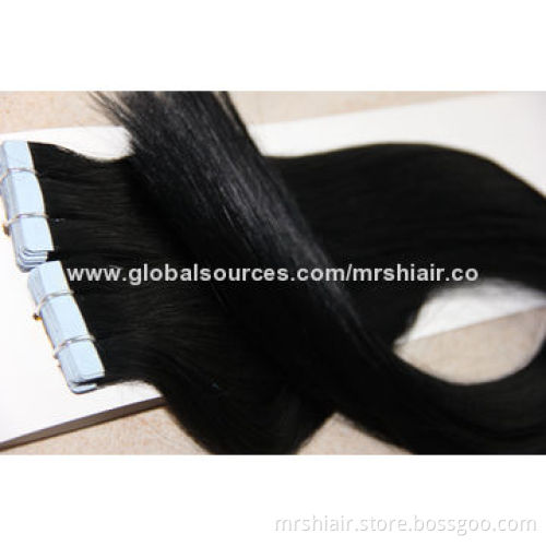20-Inch unprocessed Brazilian natural dark straight tape in hair